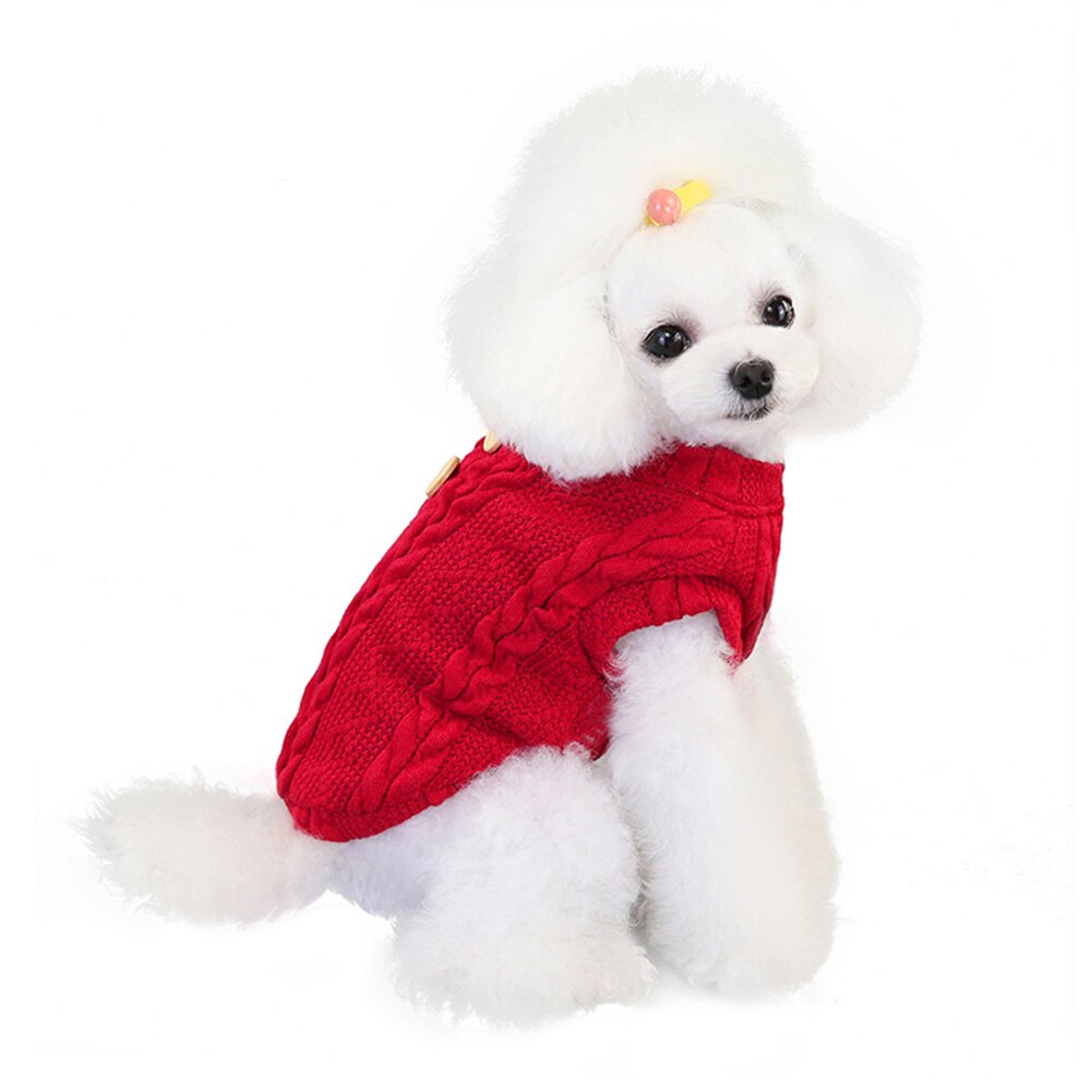 Varm kæledyrstrøje vintertøj striktrøje vinter efterår varm hund hvalpevest sweater strikket tøj dyrekostumebeklædning
