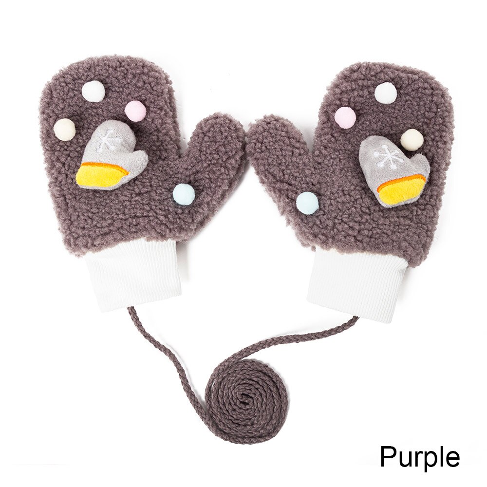 Molixinyu inverno bebê luvas para meninas e meninos bonito dos desenhos animados crianças luvas engrossar luvas quentes de malha algodão crianças luvas: purple