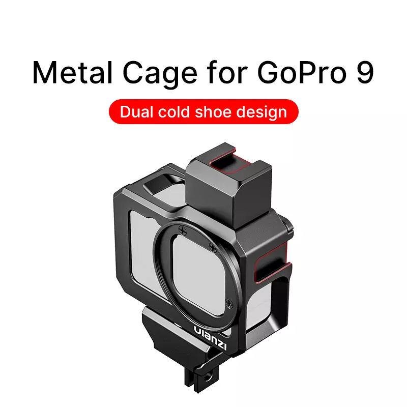 Ulanzi G9-5 GoPro 9 Metal Cage for GoPro Hero 9 Black Frame Case With 52MM Filter Adapter Extend Cold Shoe Mount Mic Fill Light: Default Title