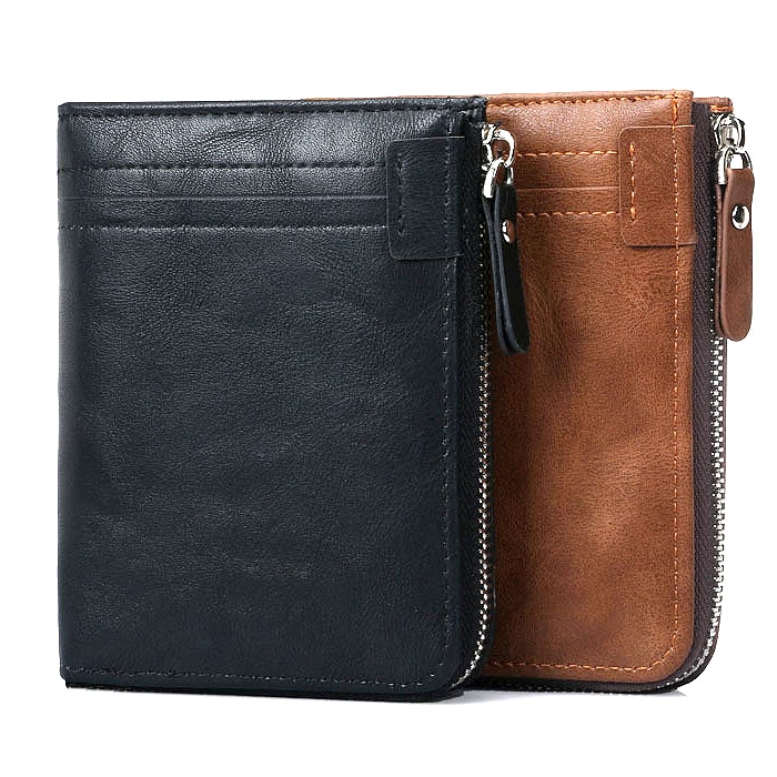 Herren brieftasche aus leder kleine geldbörse retro luxus herren leder brieftasche zipper tasche gehen foto carteira de hombre masculina