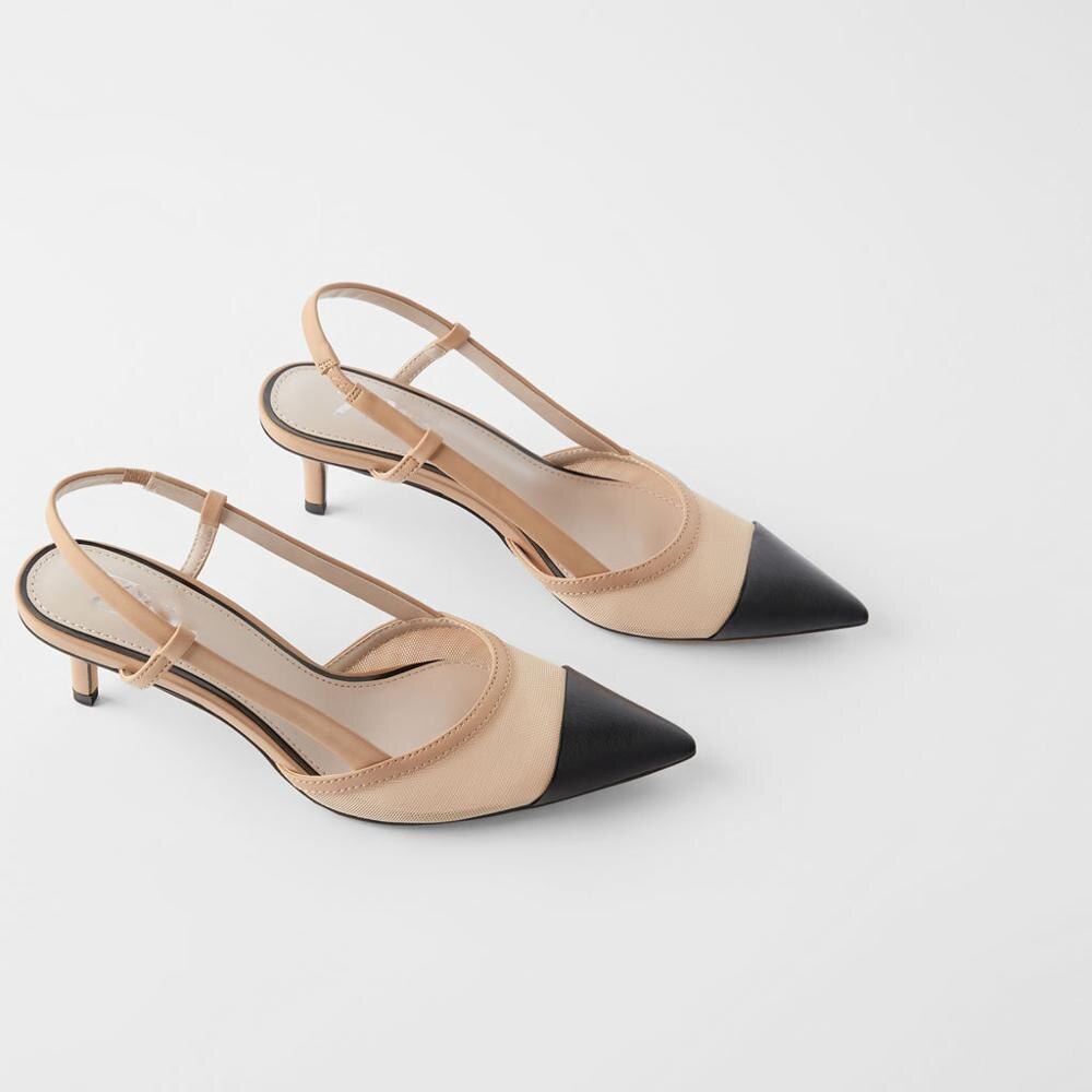Sandalias con tacón fino y punta en pico para mujer, zapatos de , elegantes: 35