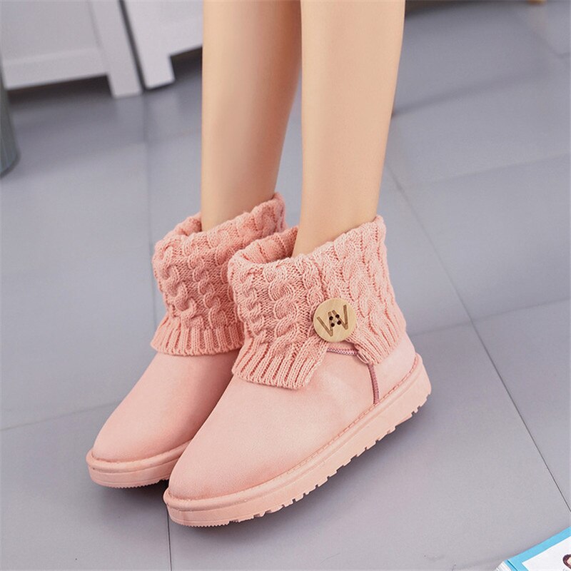 Winter Große Mädchen Schnee Stiefel Frau Wilden Gestrickte nackt Stiefel freundlicher Dicke Warme Schüler Anti-Schleudern große Größe Mädchen schnee Stiefel