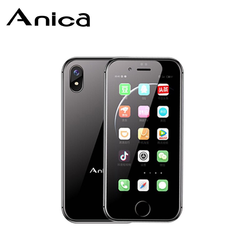 Anica I8 Super Mini Smartphone 2.54 "MTK6580M Quad Core 2 GB RAM 16 GB ROM 3G GPS WIFI Android 6.0 ultra-mince de luxe carte téléphone portable: Black