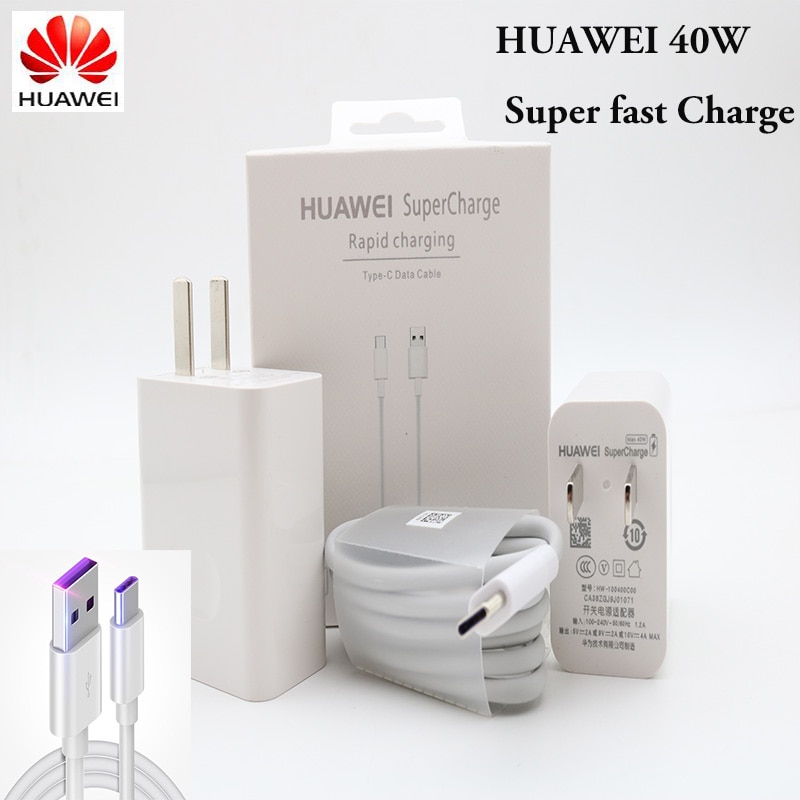 HUAWEI-cargador rápido Original de 40W, Cable tipo C de 10V/4A 5A, P30 Pro, Mate 20 Pro, X, RS, Mate10, P20, P10, Mate10, Magic 2