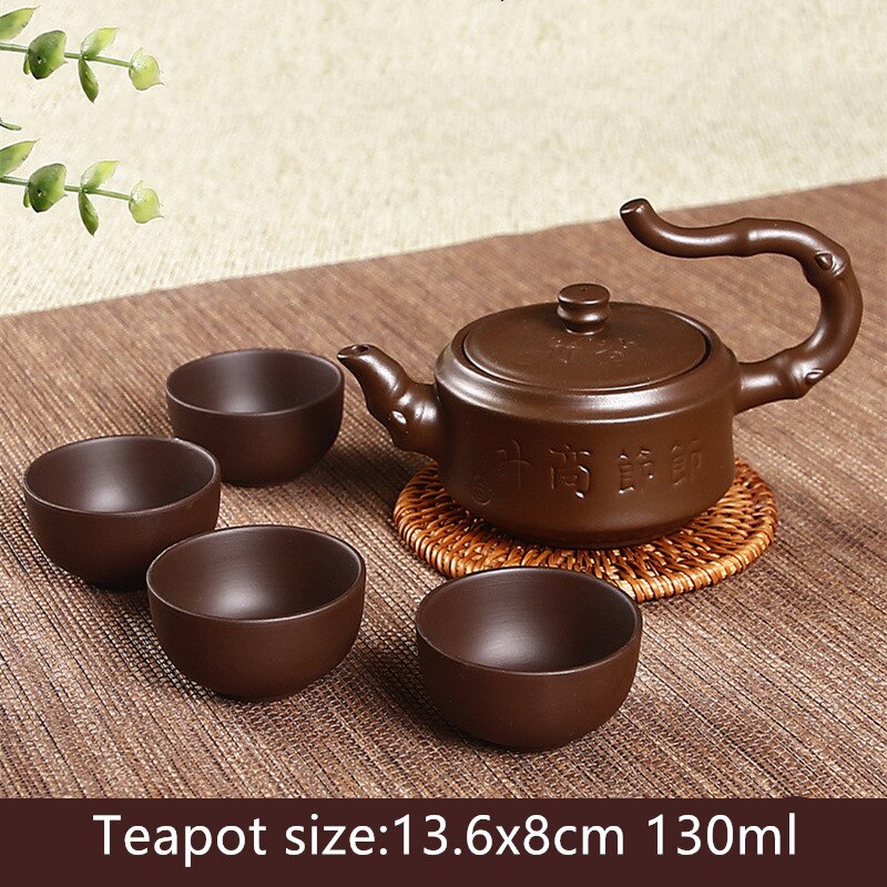 5 Stks/set Chinese Yixing Paarse Klei Thee Sets Xishi Theepot Handgemaakte Ketel Master Theekopjes Authentieke Huishoudelijke Theewaar Drinkware: N
