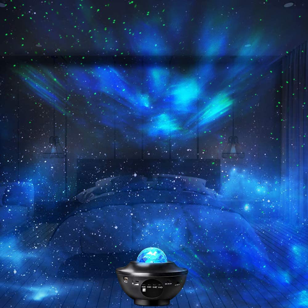 Musik-Spieler mit Bluetooth LED Galaxis Projektor Ozean Welle LED Nacht Licht Fernbedienung Sterne Nacht Rotierenden Licht Luminaria Für Kind
