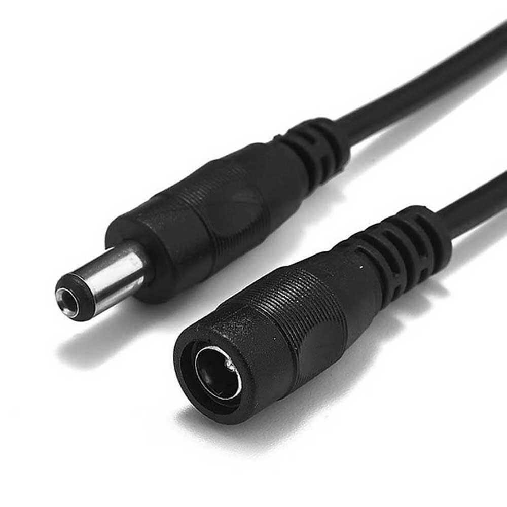 12V DC Power Extended Cable 1m/2m/3 /5m For Lamp Camera Black Male To Female PVC Material 5.5*2.1mm