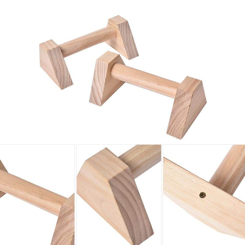 1 Pair Calisthenics Handstand Bar Wooden Fitness Exercise Tools Training Gear Push-Ups Double Rod Stand