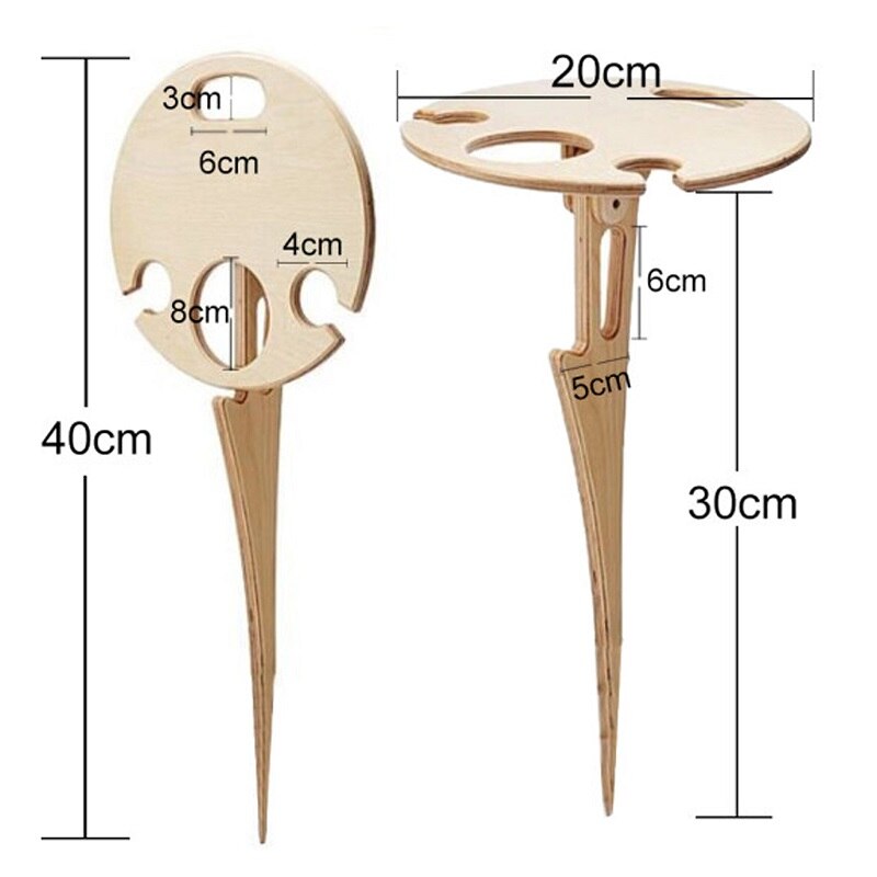 Outdoor Portable Wooden Mini Foldable Wine Table with Round Desktop Rack Picnic Casual Table Easy To Carry Party Travel Tool