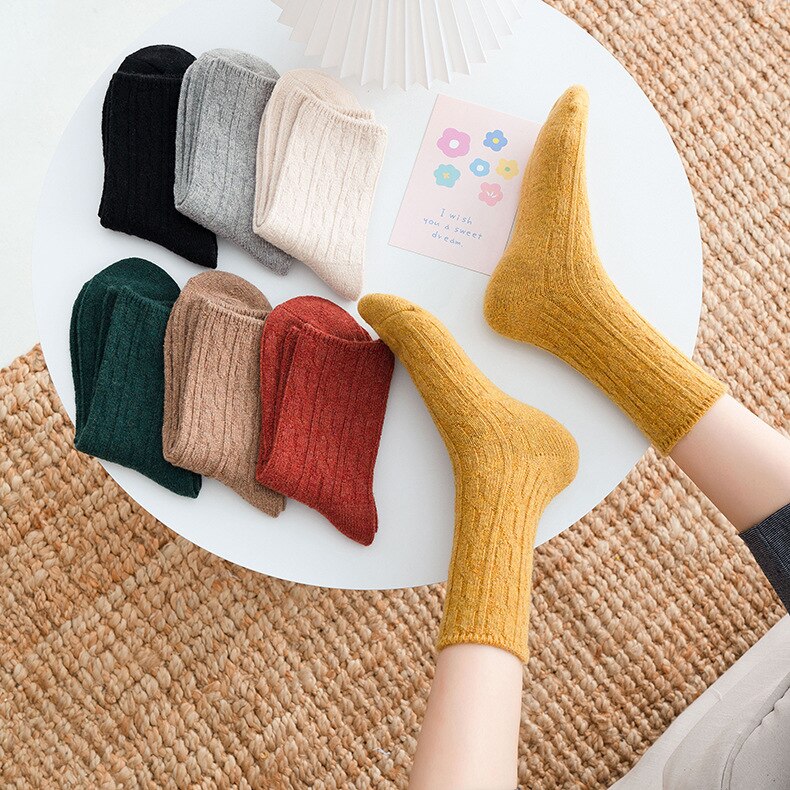 Moda zimowe skarpetki damskie długie skarpetki dziewczyny Korea styl kolor oddychające zwykły bawełniane skarpetki dama retro ciepłe długie wysokie jakości
