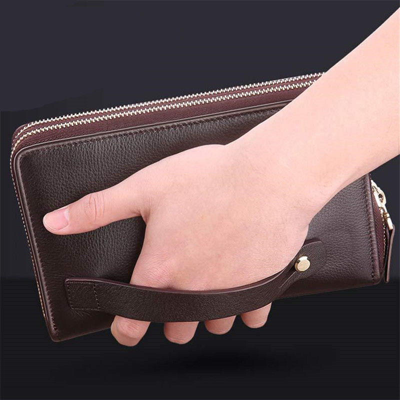 Für Männer PU Leder Einfache Geschäft Handgelenk Kupplung Brieftasche Karte praktisch Organizer Geldbörsen Handtasche Reißverschluss Tasche Geldbörse