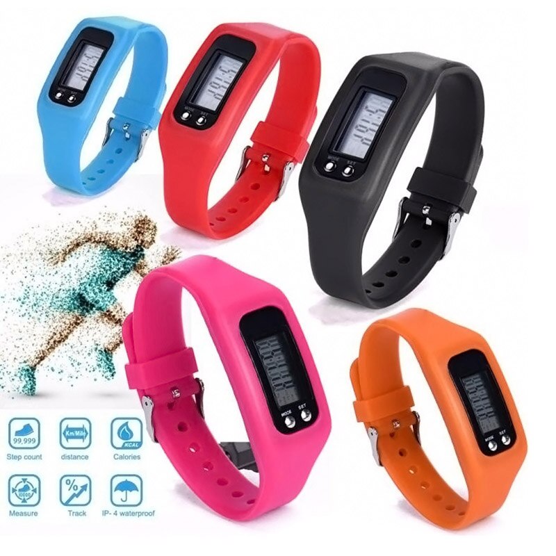 Digital LCD Pedometer Run Step Walking Distance Calorie Counter 12 24 Hours Time Display Sport Watch Bracelet Smart Wristbands