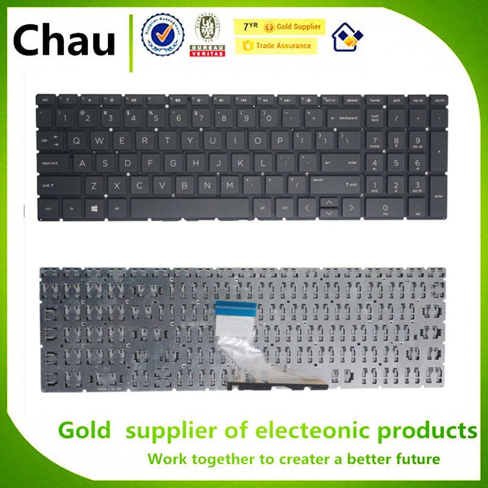 Chau For HP Pavilion 15-DK 15T-DK000 15-DK0021NW 15-DK0007CA 15-DK0010NR TPN-141 Backlit Keyboard, without Frame: Black No Backlight