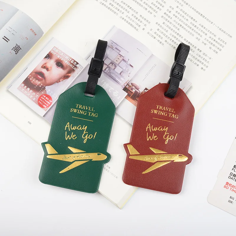 Vrouwen Mannen Label Koffer Tags ID Adres Houder Bagage Boarding Reisaccessoires Creatieve Vliegtuigen PU Lederen Bagagelabels