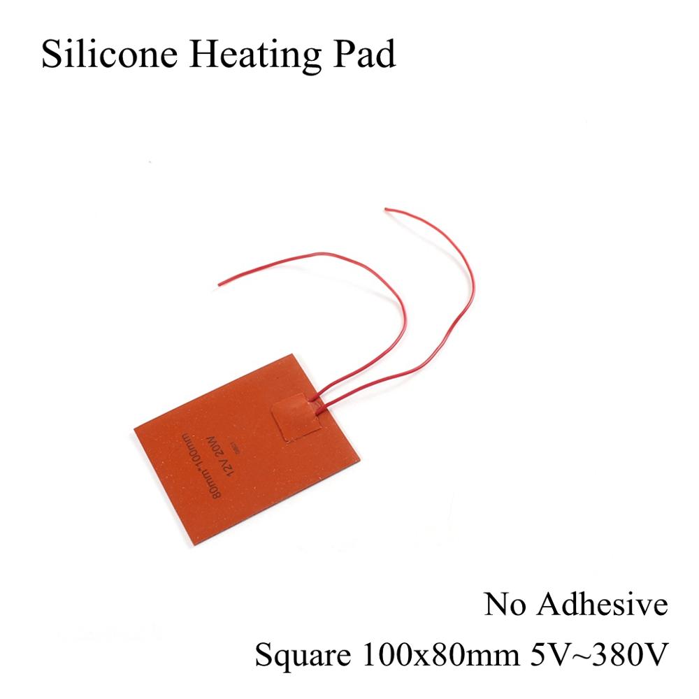100 Mm X 80 Mm 12V 24V 220V Siliconen Verwarming Pad Elektrische Silicone Rubber Warmte Mat Verwarmd bed Plaat Flexibele Waterdichte 3D Printer