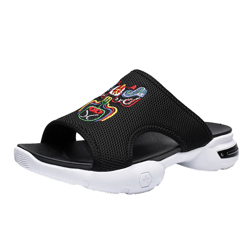 Herr tofflor luftkudde massage tofflor herr kamouflage broderi kinesiska skor mjuka hem tofflor zapatos hombre: Kamouflage 2021 / 39