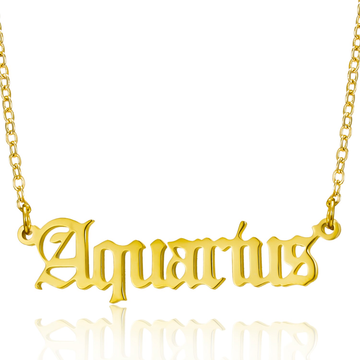 Trendy Goud Kleur Brief Zodiac Ketting Vrouwen Choker 12 Sterrenbeeld Weegschaal Rvs Hanger Ketting Verjaardag Sieraden: Aquarius