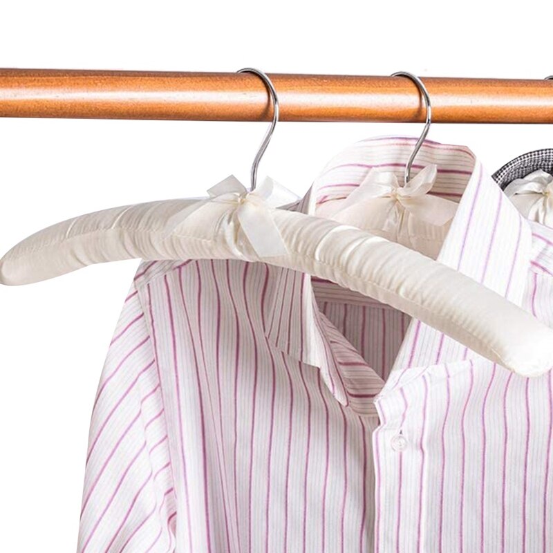 9.8 Inch Children Satin Padded Hangers,Silk Hangers for Wedding Dress Clothes,Coats,Suits,Blouse (White Color,10 Pack)