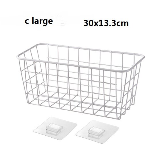 Cesta colgante de rejilla de hierro forjado para decoración de pared, soporte de exhibición para artículos pequeños, colgante para interior, ZP7151642: C LARGE WHITE