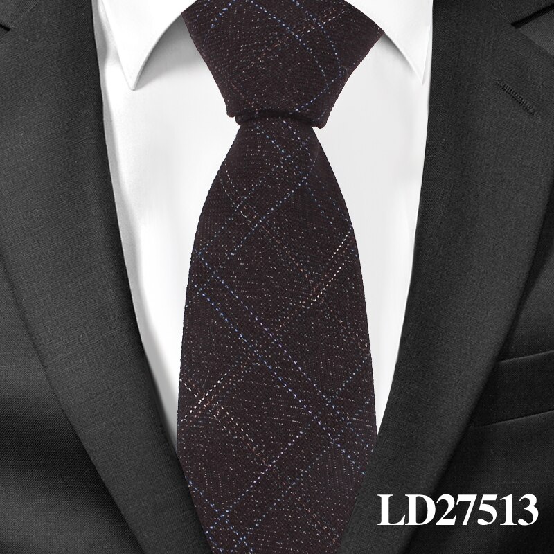 Cravate en laine de coton pour hommes | Cravate de décontractée, cravate étroite à carreaux, Corbata Slim, cravate de mariage, costumes d'affaires: LD27513