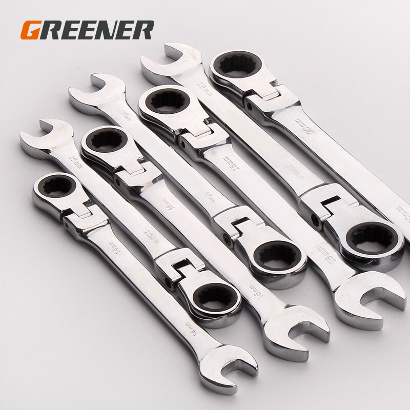 Greener Key Wrench Set,Car Repair Spanner Kit,Hand Tool,Ratchet Wrench,Chrome Steel Movable Head Set Tool,Wrench Universal Key