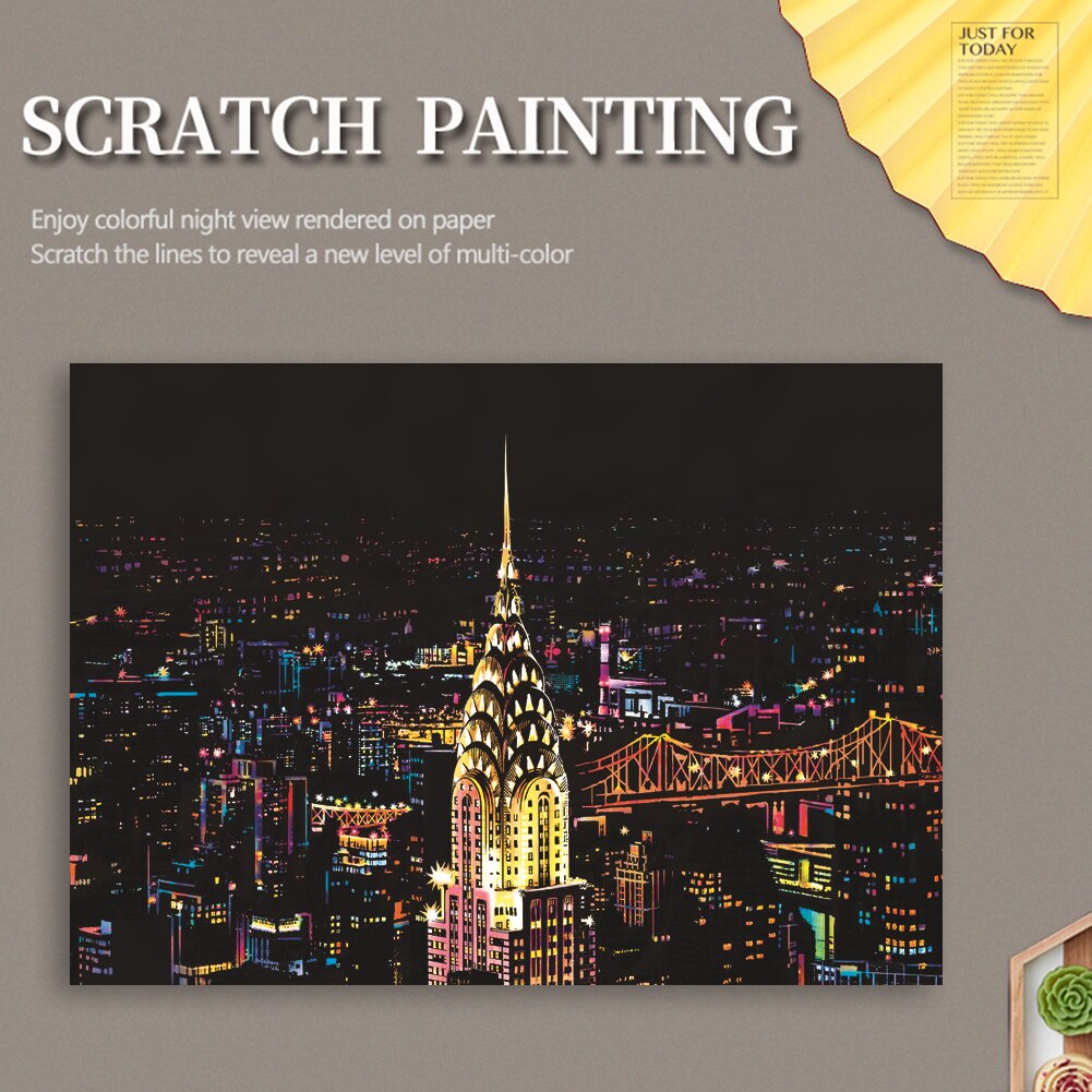 DIY York City Magic Postcard Scratch Art Doodle Scraping Painting Puzzle Educational Learning Handmade Drawing Toys Craft