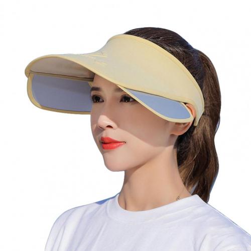 Outdoor Summer Hat Sunscreen Breathable Free Size Empty Cap Sun Hat Retractable Anti-Ultraviolet Hollow Top Hat With Large Brim: Khaki