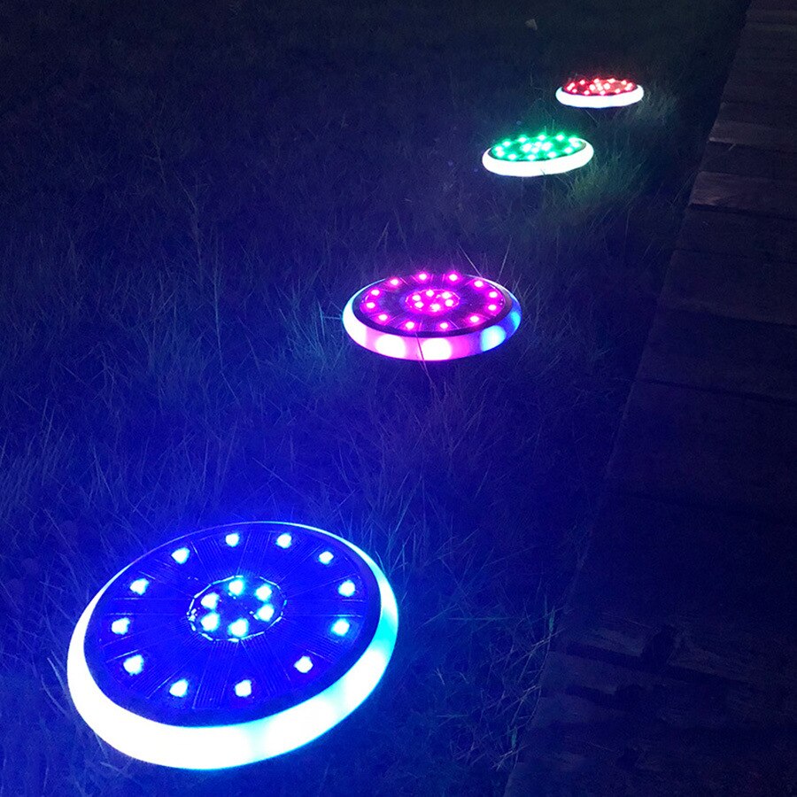 30-LED energía Solar enterrada lámpara bajo el suelo camino al aire libre jardín cubierta luz RGB lámpara de césped luz Solar: Default Title
