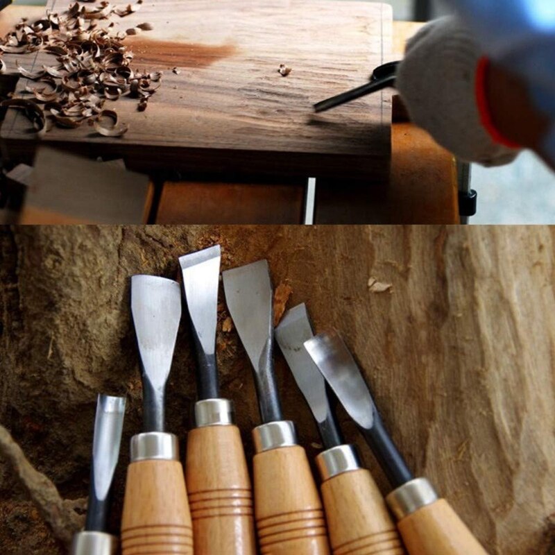 8Pc Woodcut Knife Wood Carving Chisel Set Chip Detail Carving Chisels Kit Rust-Proof Wood Carpenter Hand Tools Working