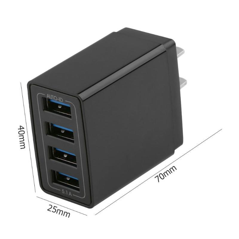 4 USB Port 5V 5.1APower Adapter 4 PIN EU US Plug AC Wall Charger USB Ports Charging Travel Charger For PhoneTablet Charger
