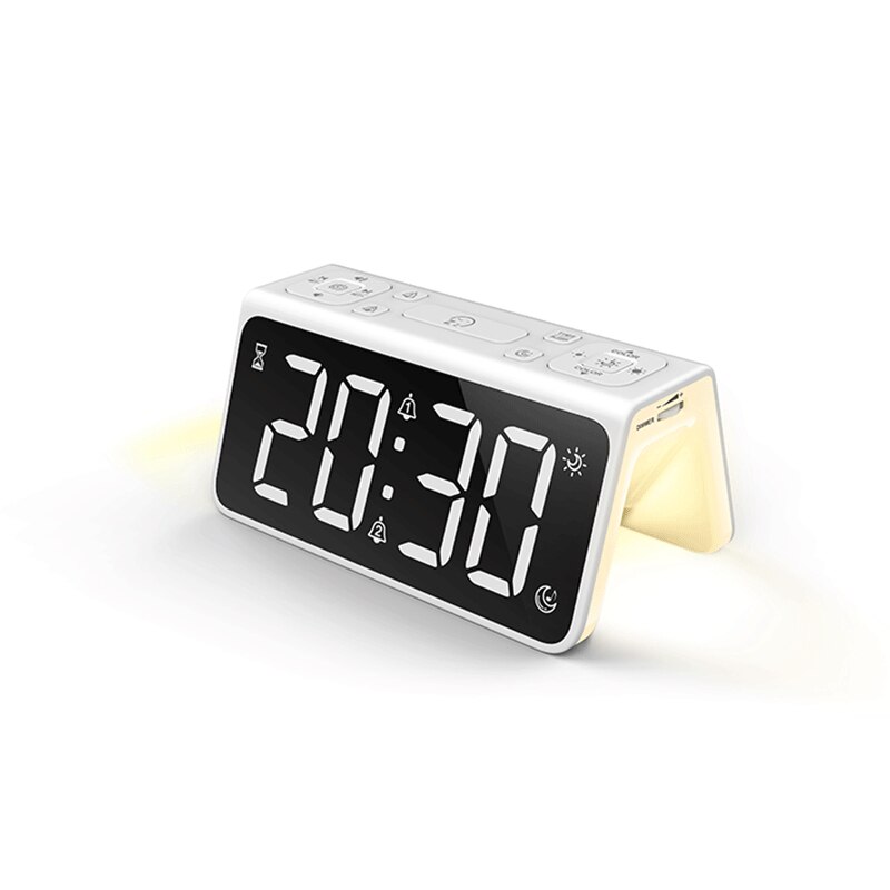 LED Digital Display Mirror Alarm Clock USB Charging Intelligent Induction Wake Up Lamp Night Light Bluetooth Speaker Alarm Clock