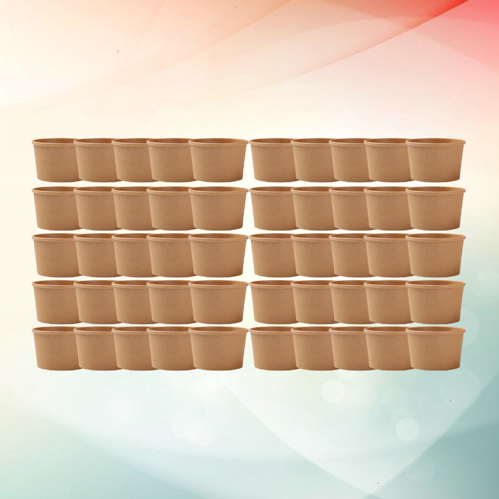 50Pcs 8 Ounce Kraftpapier Soep Cup Wegwerp Maaltijd Prep Containers Voedsel Verpakking Afhalen Kom Zonder Deksels: Default Title