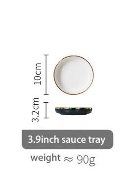 Plate Gold Inlay Round Dinner Plate Dish Tray Food Gold Edges Plate tableware Dinner dish: 3.9inch sauce plate