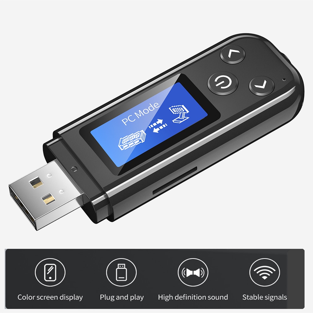 Bluetooth 5.0 Ontvanger Zender Lcd Display Usb Draadloze Adapter Voor Pc Computer Auto Speaker Ondersteuning Tf-kaart Audio Ontvanger