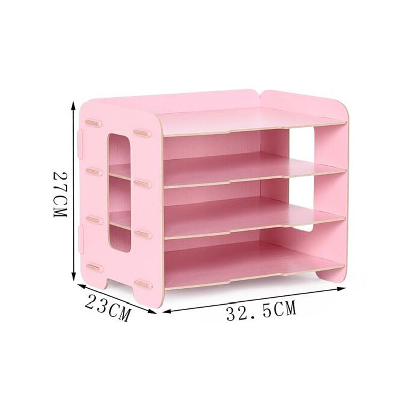 Paperboat A4 Multi Layer Wooden Kawaii File Rack High School Magazine Holder Office Bookshelf Document Tray