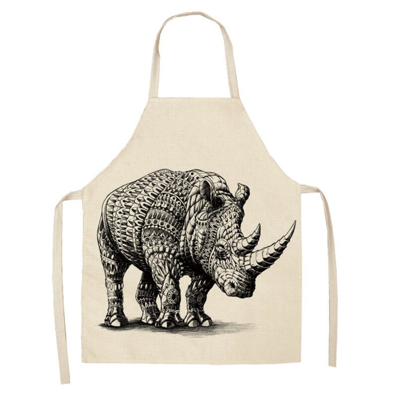 1 stuk uil hert dier keuken chef schort voor volwassenen katoenen linnen slabbetjes huishoudelijke schoonmaak schort thuis koken schorten 53*65cm: 2wq- wql 0079-2