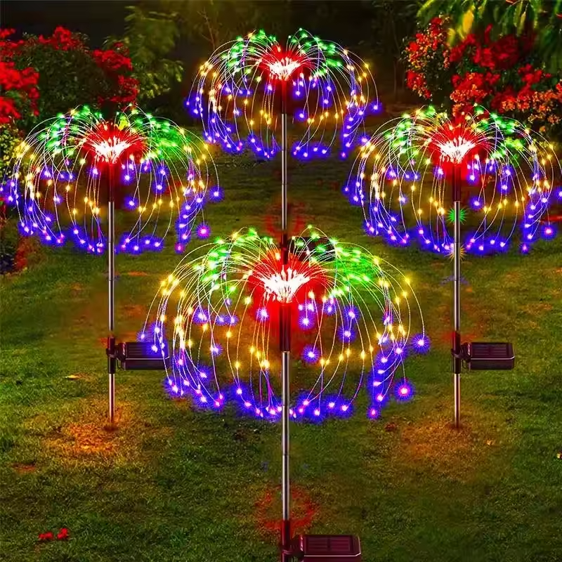 Luces LED solares de fuegos artificiales para decoración de jardín, luces de hadas impermeables para exteriores, lámpara de césped de diente de león para decoración de césped y jardín, 3/1 Uds.: Azul / 6-10 W