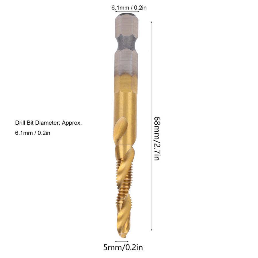 10Pcs Tap Drill Bits HSS 6.1 Hex Square Shank Ti C... – Grandado