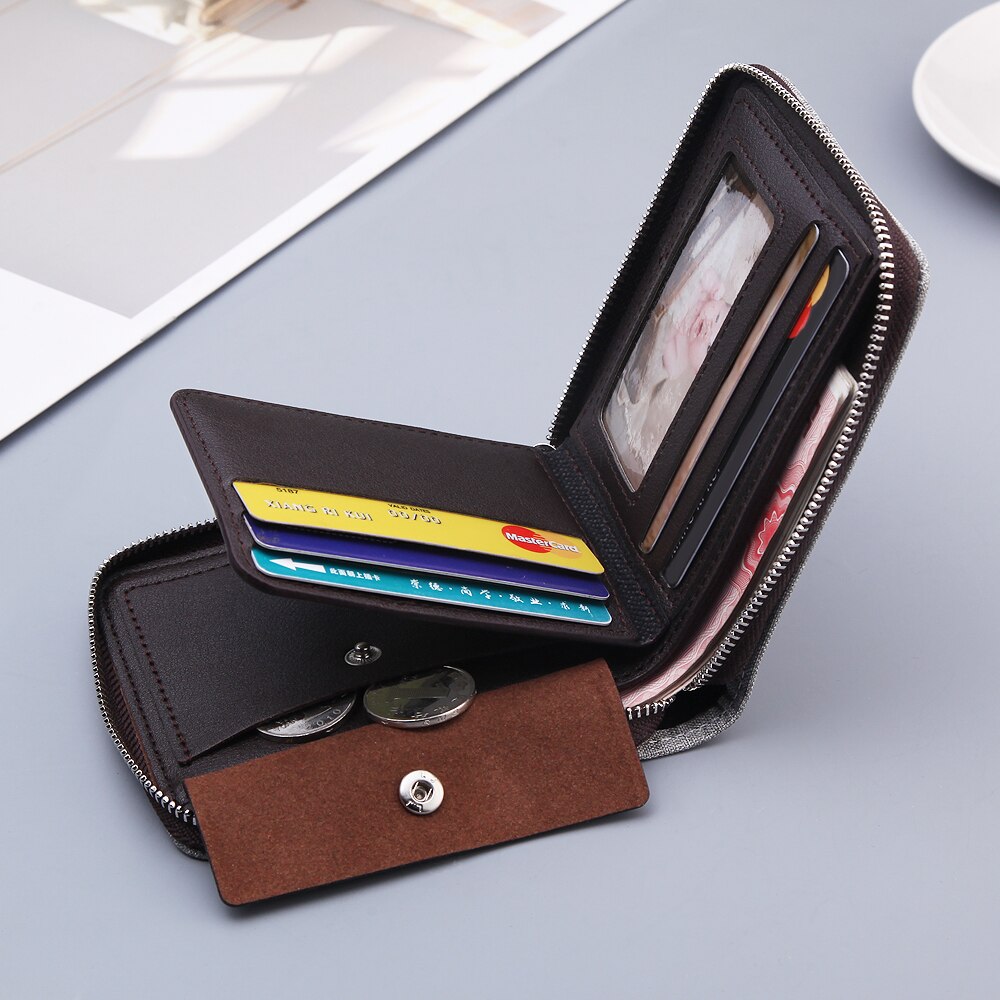 men's wallet Vintage zipper canvas cross-section multi-function wallet tide short men's wallet Coin purse carteira masculina