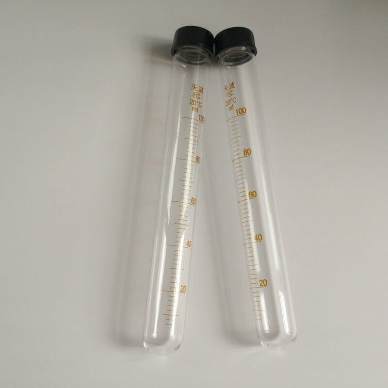 Tube à essai gradué en verre de 100ml, 10 pièces/lot, centrifugeuse en verre avec bouchon à vis noir, fond rond