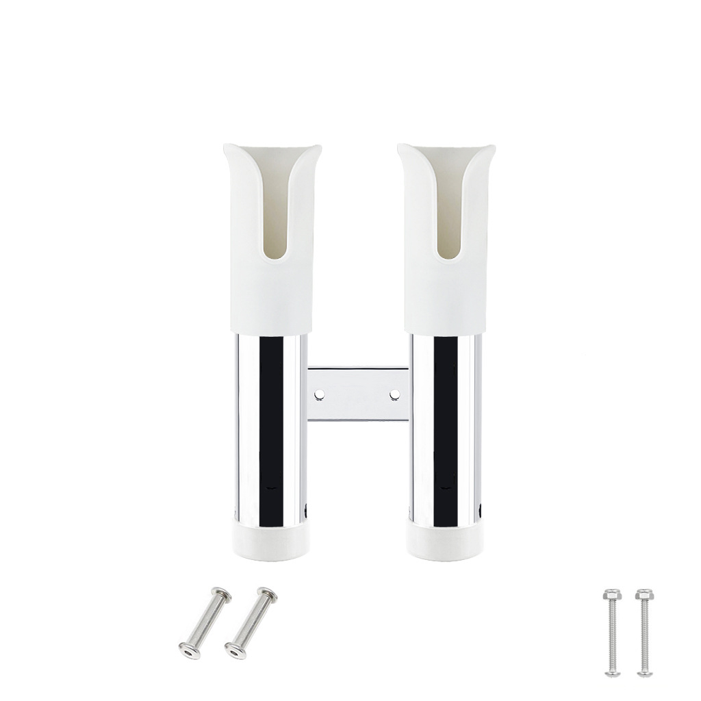 Fishing Rod Holder 2 Tubes Link Slotted Rod holder Boat Fishing Rod Rack Holder Portable Pole Tube Mount Bracket Marine Grade: WHITE