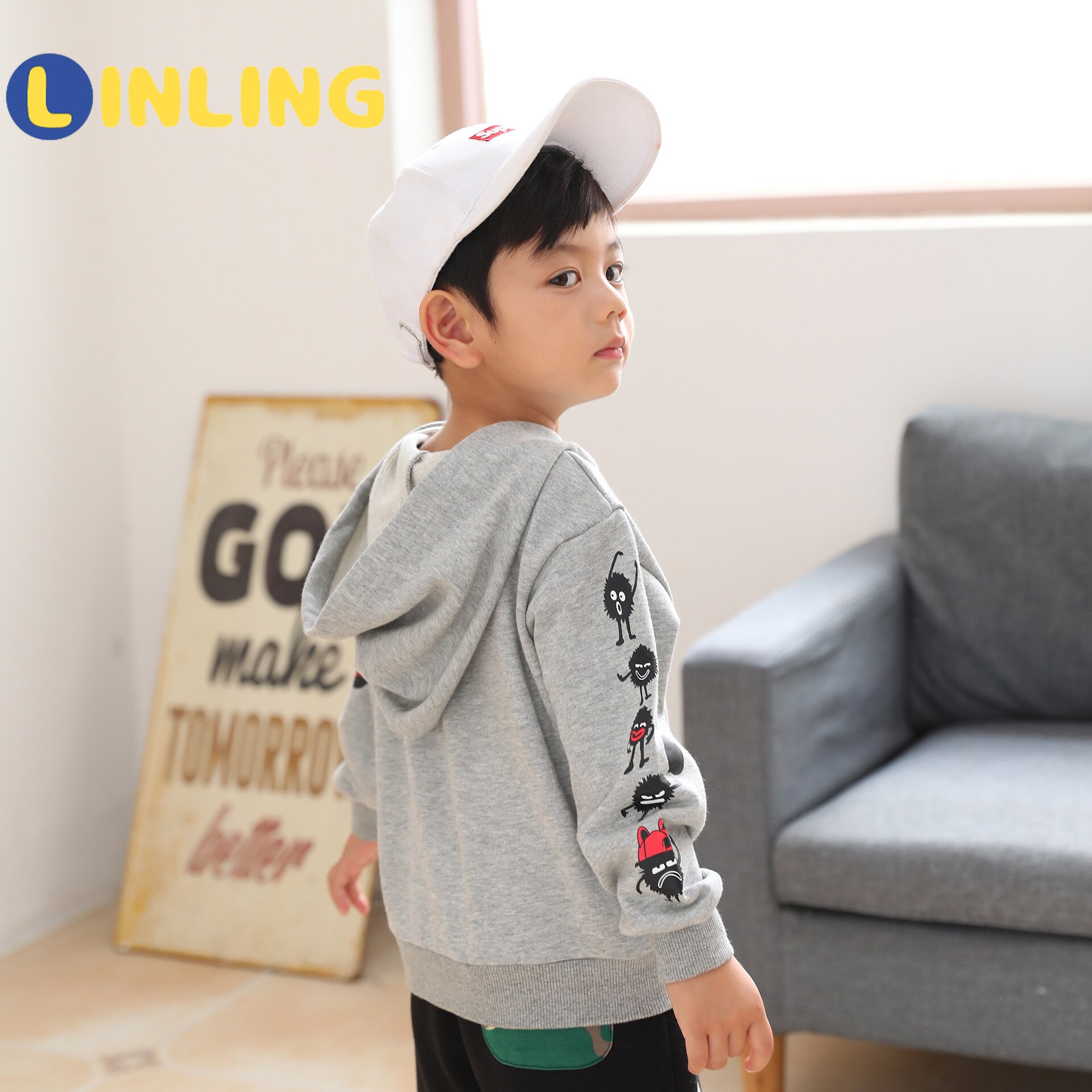 LINLING Nuovo Autunno di Arrivo di Inverno Rosa Grigio Sweatershirt Maglione Girocollo Stampa Del Fumetto Felpe Ragazze Magliette E Camicette Vestiti P436