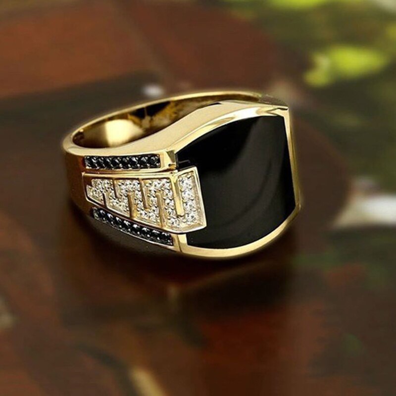 Mannen Klassieke Accessoires Natuurlijke Edelsteen Black Diamond Gold Ring Sieraden Wedding Prachtige Party Engagement