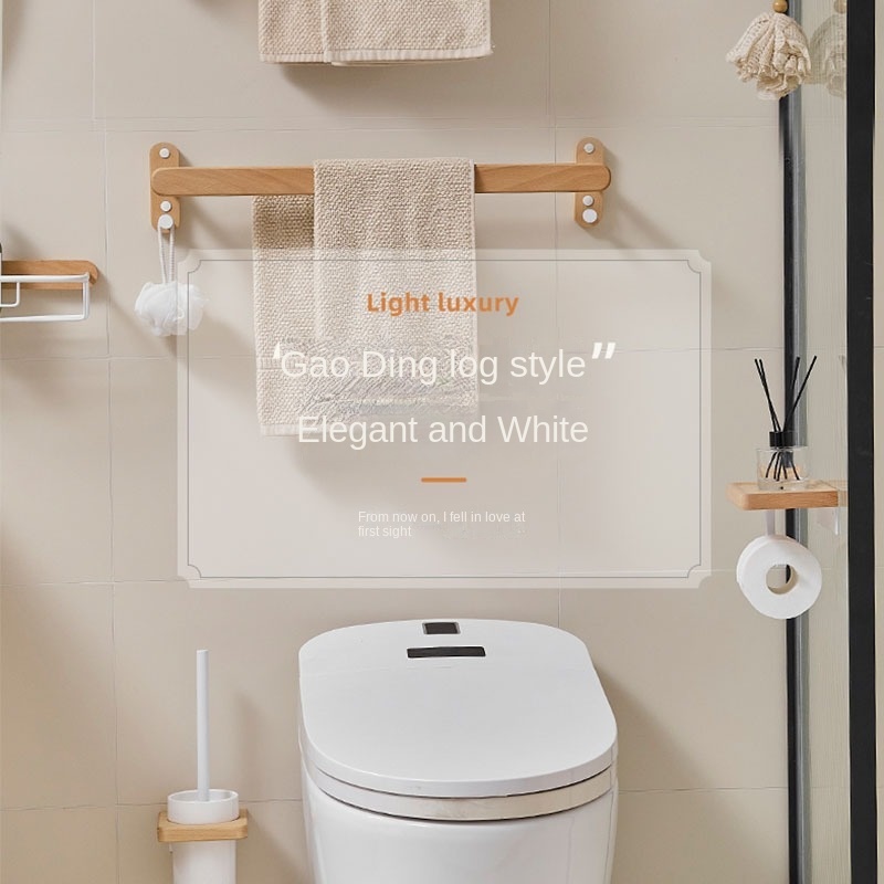 Badezimmerregal-einstellen, Dusch-Organizer-Regal, Zauberstab-Baderegal aus Holz, Badezimmer-Halfter-einstellen, Eckregal für Waschraum, Haartrockner-Halfter