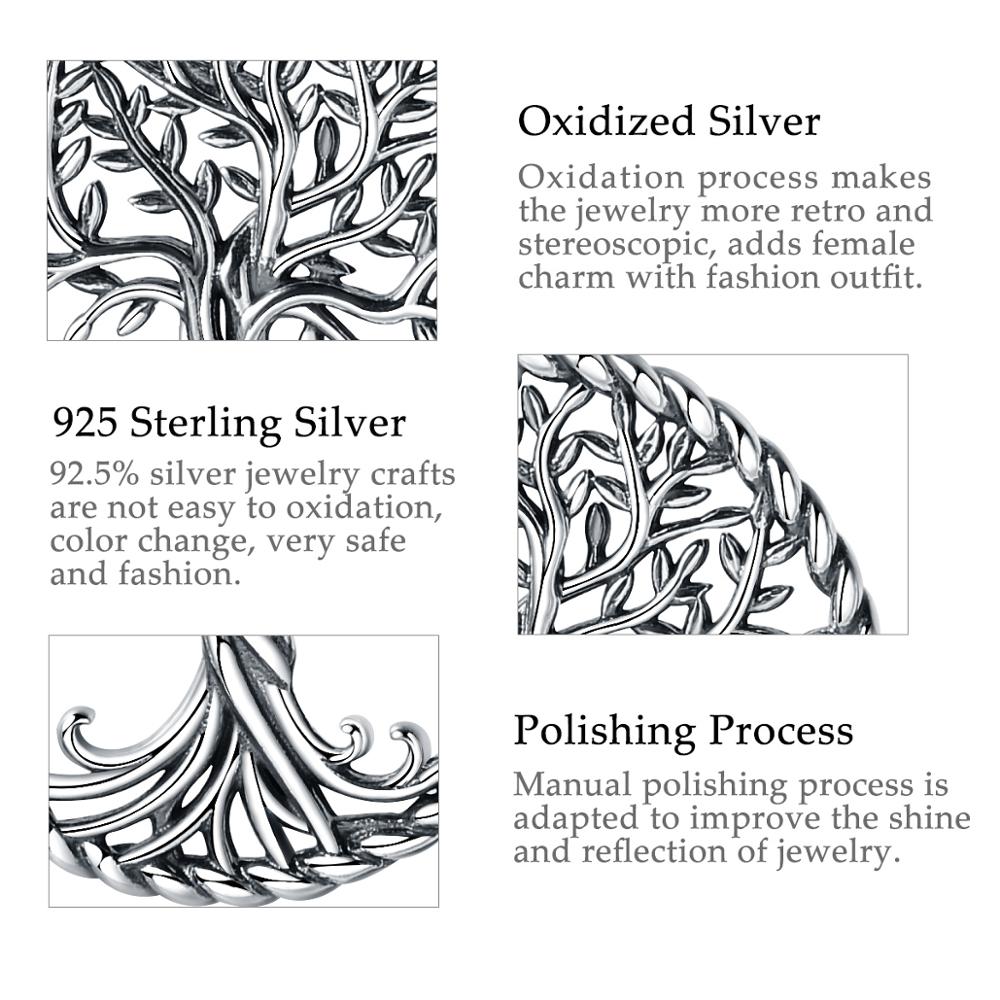 Eudora 925 Sterling Silver Tree Of Life Necklace Oxidized Silver Twisted Oak Tree Charm with Silver Chain or only pendant CYD487