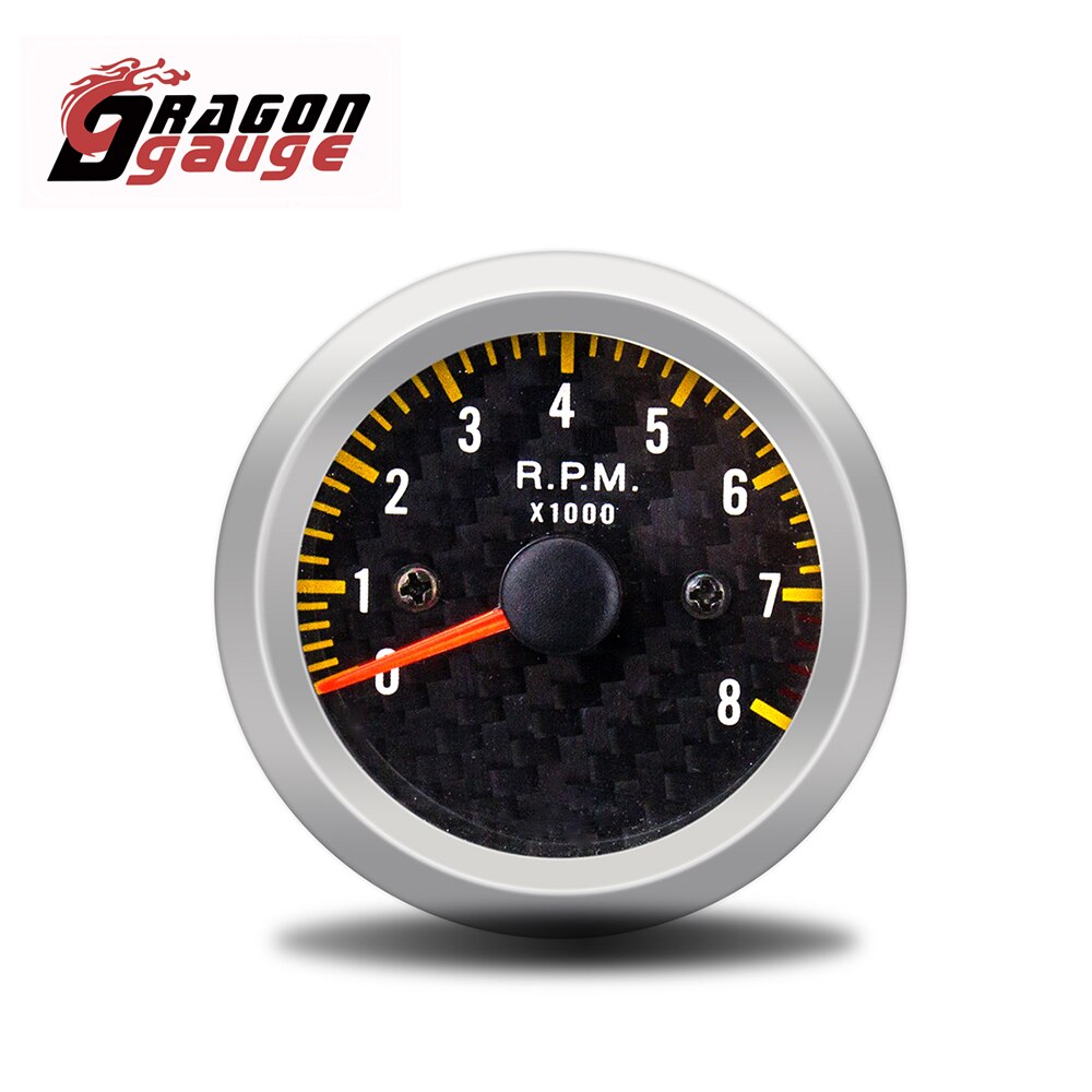 DRAGON GAUGE 2" 52mm Tachometer RPM Meter Water Temp Oil Temp Oil Press Voltmeter Boost Gauge PSI/BAR Car Gauge for 12V Car: Tachometer