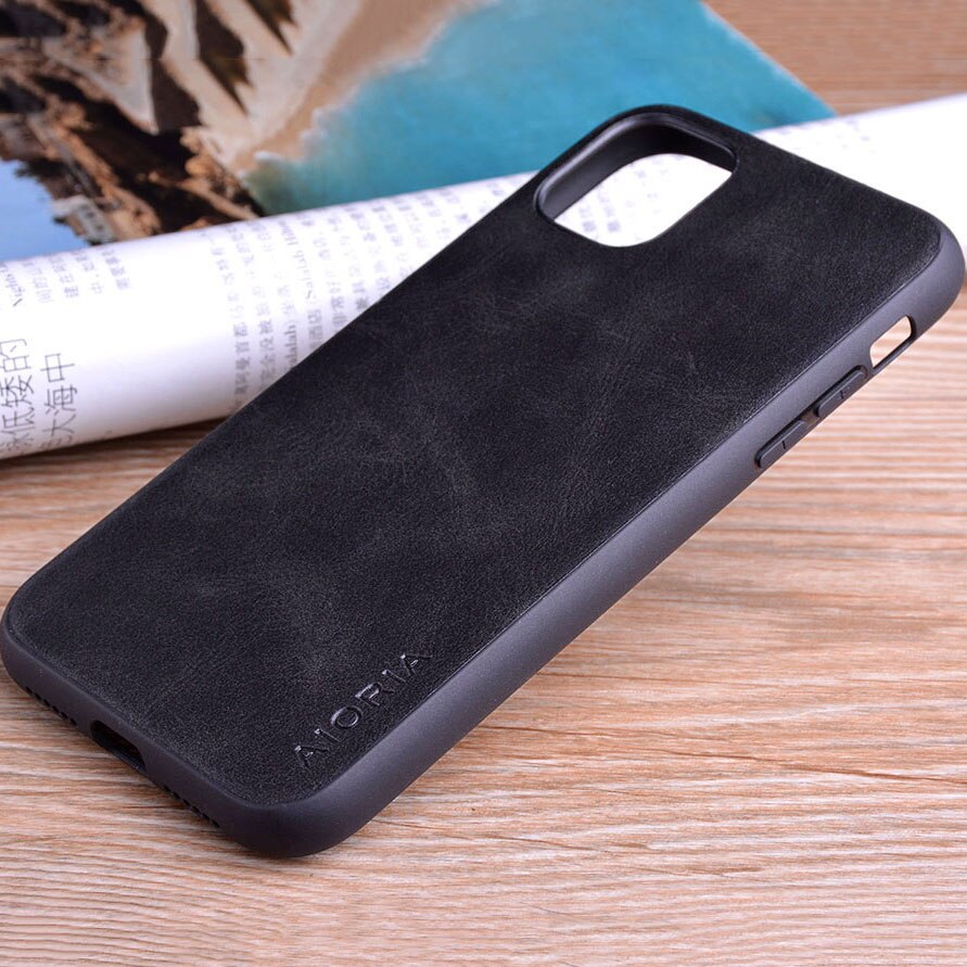 Case voor iphone 11 pro max Luxe funda Vintage leather Skin cover hoesje voor iphone 11 pro max telefoon case coque capa mode: 11 Pro MAX(6.5 inch) / black