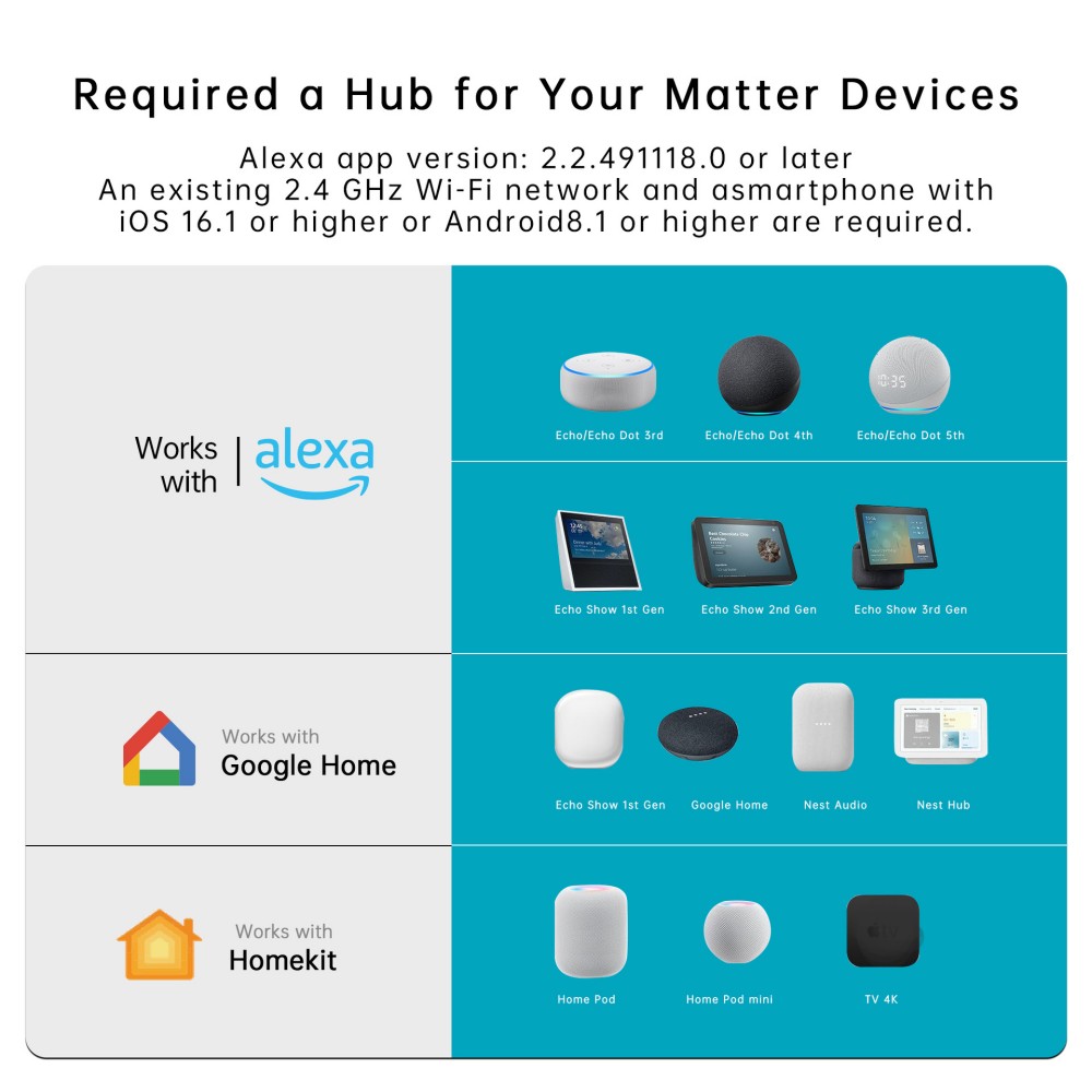 20A Matter EU toma de electrodomésticos Mini adaptador de enchufe inteligente Control de aplicación funciona con HomeKit Siri Alexa Google WiFi enchufe inteligente