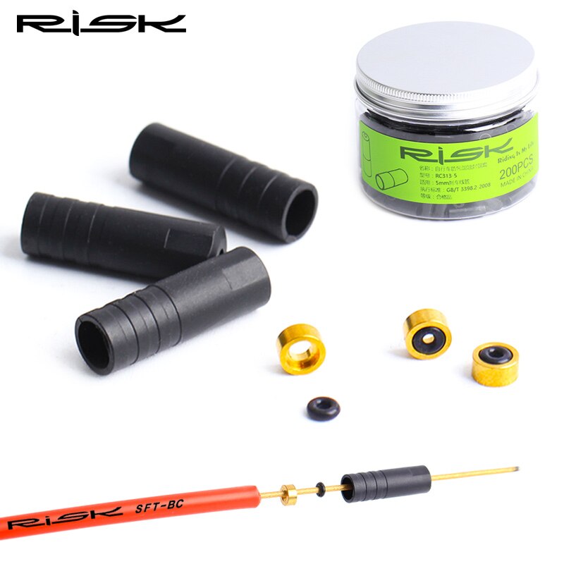 Risk capa do cabo da bicicleta com 100 peças, tampas básicas 4mm para cabo de freio 5mm, capa para cabo de câmbio, desviador de bicicleta à prova de poeira, tampa do cabo de câmbio