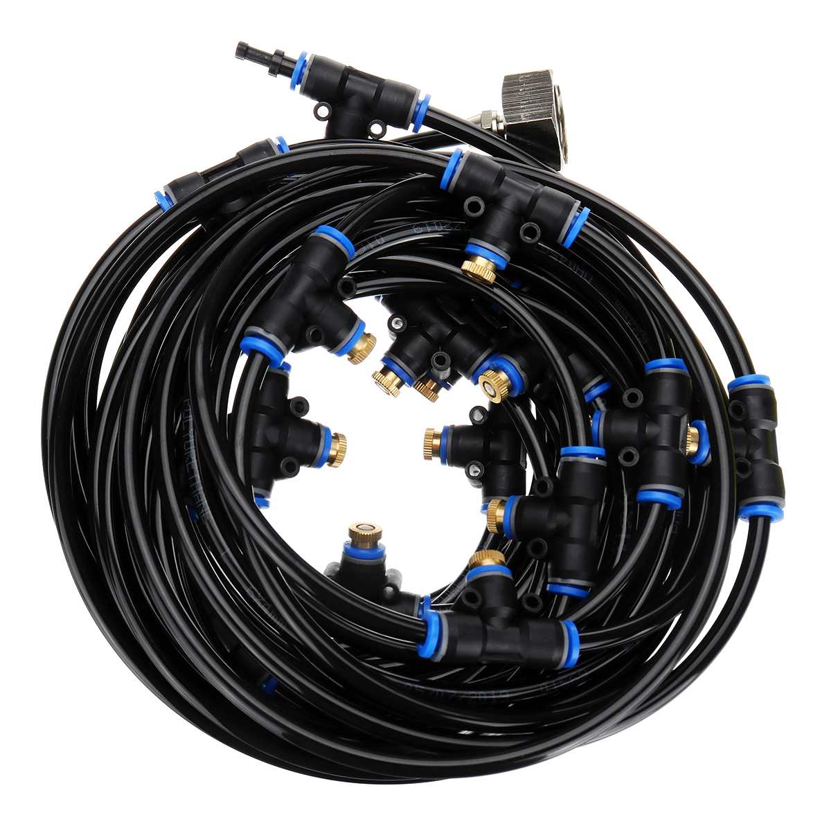 Water Sprinkler 10M Hose + 17pcs Nozzles Water Misting Cooling Irrigating System Outdoor Mist Cooling SprayTool for Greenhouse